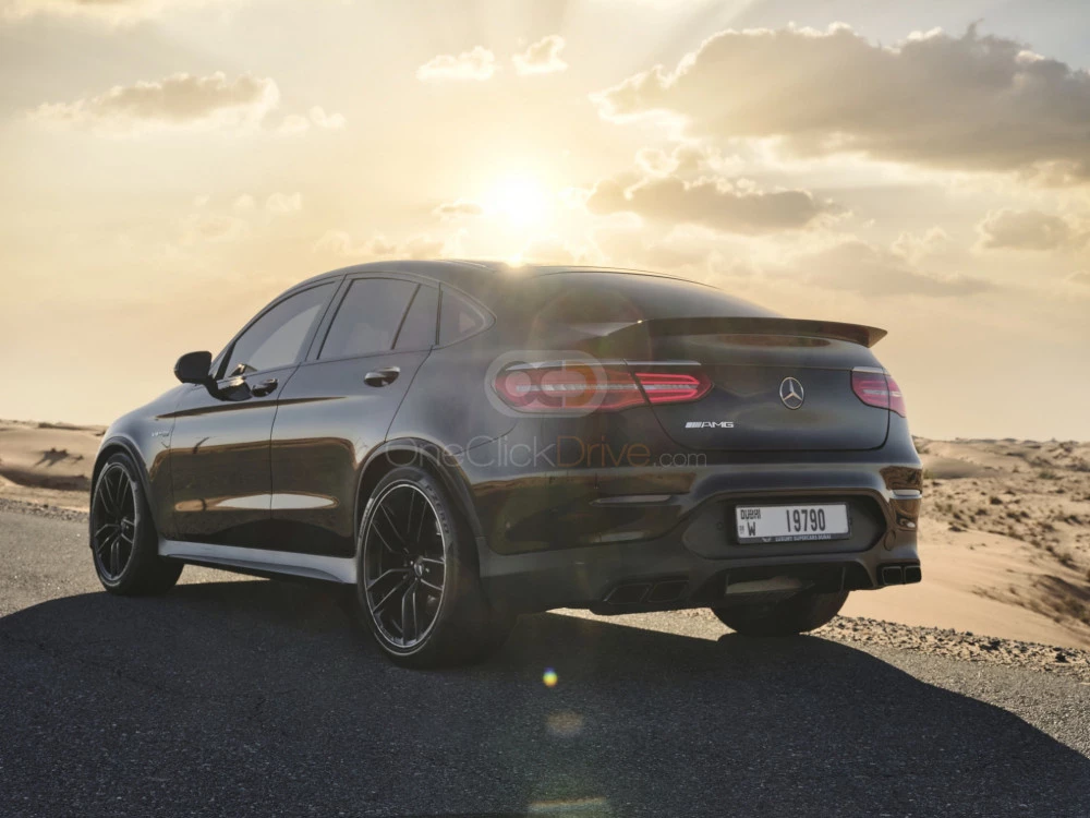 Black Mercedes Benz AMG GLC 63S Coupe 2018 for rent in Abu Dhabi 7